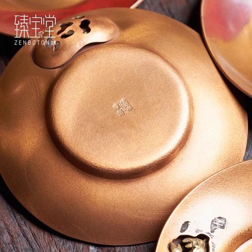臻宝堂铜茶托纯手工八方来财杯托中式家用功夫茶具茗品隔热杯垫八方来财杯托五片装 商品图3