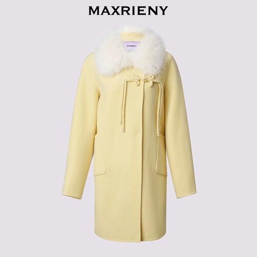 MAXRIENY精致优雅感绵羊毛大衣女24秋新款翻毛领盘扣廓形气质外套(货号:MF85CT751) 商品图3