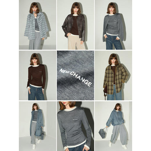 COCOBELLA【撞色两件套】简约字母印花针织衫女打底衫TS7068 商品图1