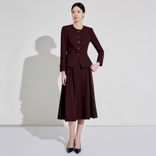 出席酒红色职业装小香风行政穿搭 商品图4