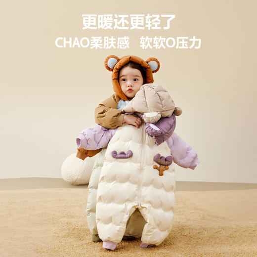 迷你巴拉新生婴儿羽绒服连体衣外出宝宝男女童爬服白鸭绒冬季 商品图3