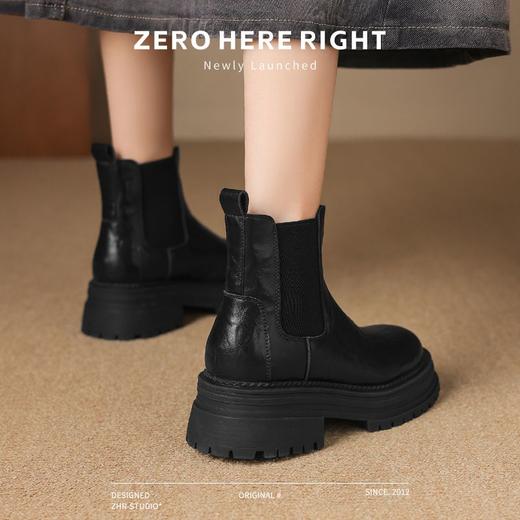 ZHR则则切尔西短靴女2024秋冬通勤加绒女靴法式百搭瘦瘦靴烟筒靴 商品图6