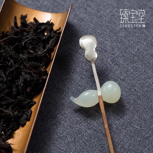 臻宝堂银铜茶匙茶枕取茶勺纯手工葫芦型茶具六君子配件福禄茶拨勺两件套 商品图4