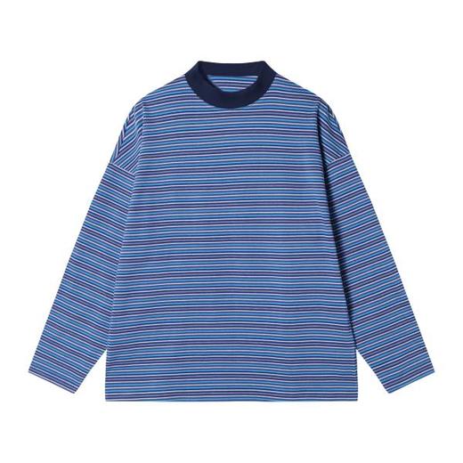 T1896秋季新款时尚个性撞色条纹套头圆领长袖T恤休闲百搭宽松上衣 商品图1