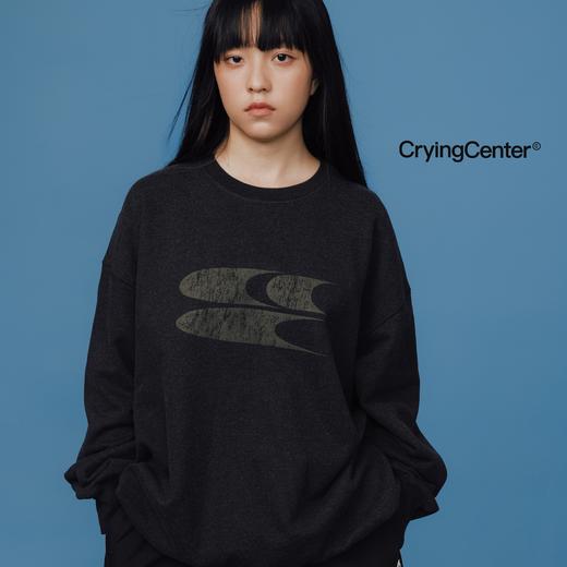 CryingCenter 6色花纱圆领套头裂纹印花加绒卫衣 商品图2