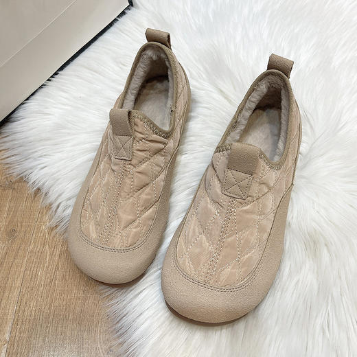 羽绒布加绒豆豆鞋，懒人乐福鞋平底棉鞋LJX-878 商品图3