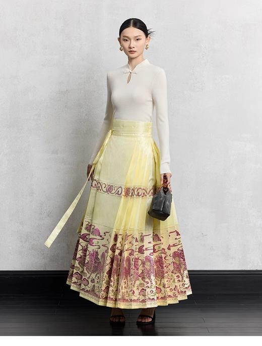 洛诗琳秋冬福利新中式国风2024年新款素色精纺纯羊毛旗袍领盘扣针织衫71051 商品图1