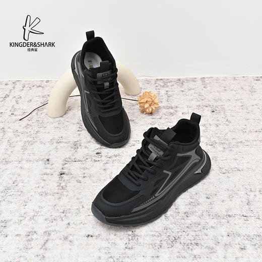 经典鲨2024年冬季新款男士平底系带高帮跑步休闲鞋KW222-D55211 商品图2