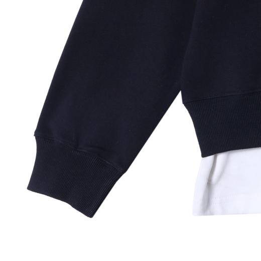 秋冬季新款时尚个性日系黑白撞色圆领假两件卫衣百搭休闲简约上衣 商品图4