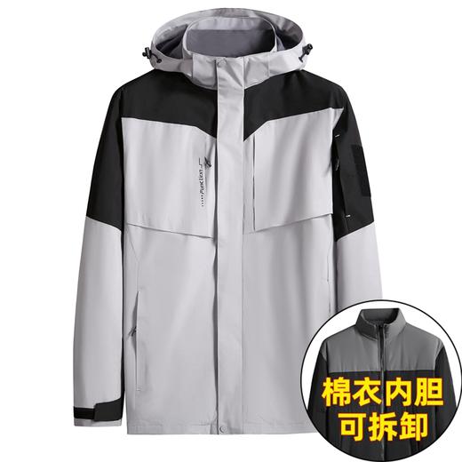 【可拆卸棉衣内胆】【新款DK】大依优型大码三合一户外衣两件套外套可脱卸帽冲锋衣男宽松加肥加大码上衣夹克户外 商品图3