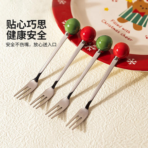 摩登主妇动物派对圣诞家用水果签甜品不锈钢儿童水果小叉子收纳罐 商品图2
