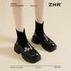 ZHR则则金属装饰粗跟弹力靴女2024新款时髦加绒粗跟短靴显高显瘦 商品缩略图5