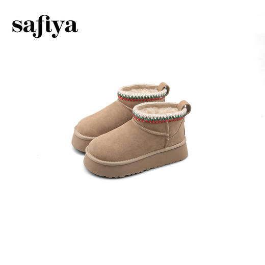 Safiya/索菲娅2024经典休闲厚底百搭保暖加绒防滑时尚雪地靴 SF4411A412 商品图6