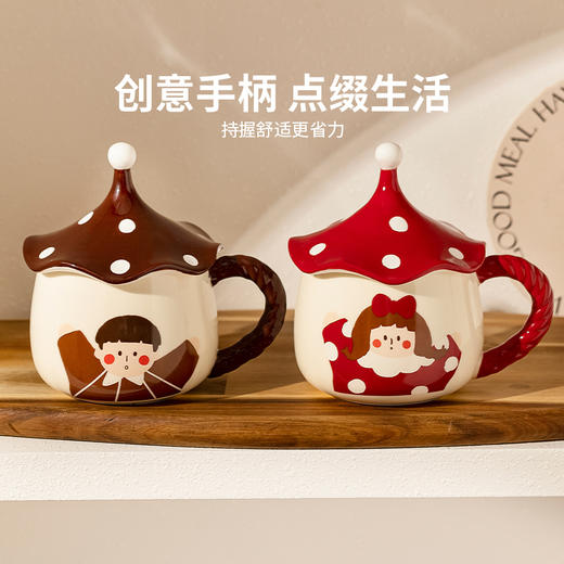 摩登主妇马克杯圣诞节礼物带盖家用喝水杯陶瓷杯早餐杯高颜值杯子 商品图2
