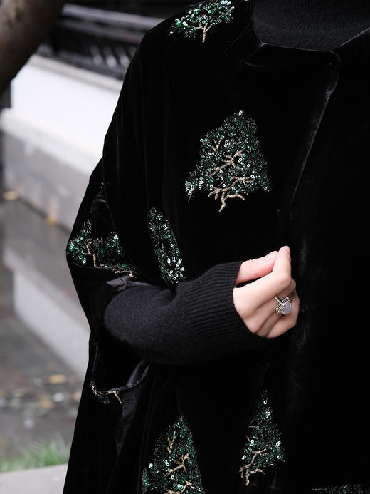 盛唐牡丹| 串珠松柏丝绒外套 商品图2