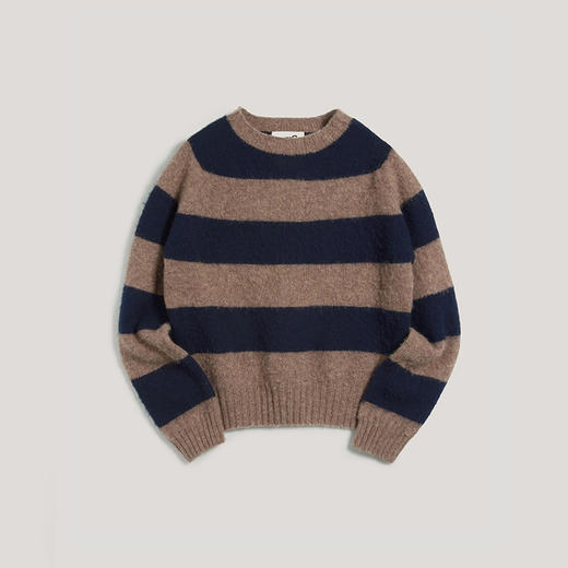 YMC JETS STRIPE CREW KNIT 英国羊羔毛女装圆领条纹毛衣 商品图4