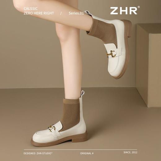 ZHR则则时尚百搭弹力靴2024秋冬新款加绒袜靴瘦瘦靴女靴乐福短靴 商品图9