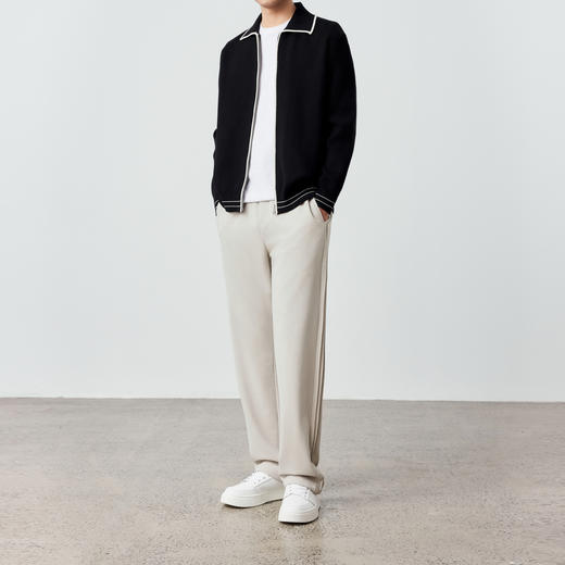 墨麦客撞色针织开衫男士2024春季新款宽松百搭微阔夹克外套男潮流 商品图3