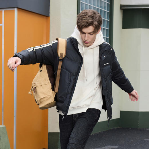 半身缘男装 冬季显高帅气立领时尚百搭保暖羽绒服254312U01712960 商品图3