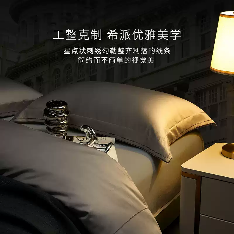 希尔顿酒店100支埃及棉四件套纯棉2024新款高档床品加大尺寸床单