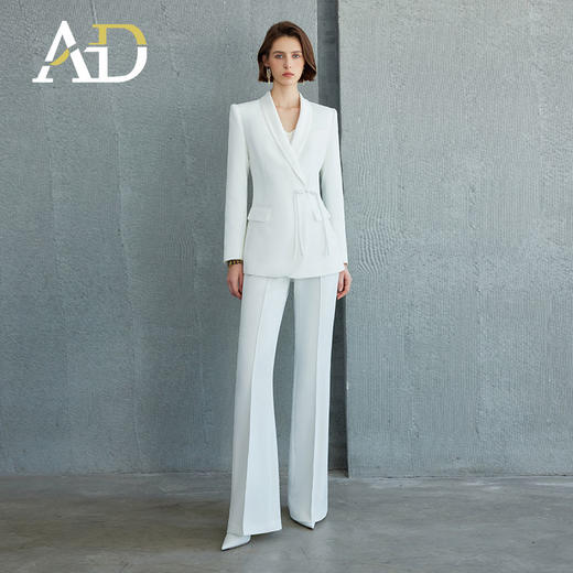 AD白色西装外套女高级感醋酸缎面新中式国风西服套装2024秋季新款 商品图8