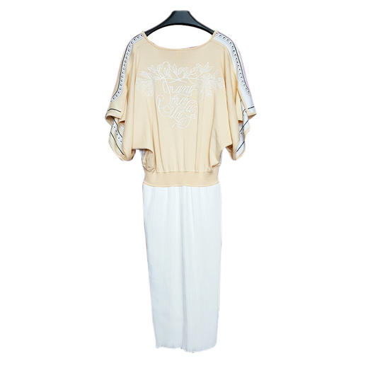 【95新】Hermes爱马仕浅黄拼白色短袖印花twillaine连衣裙长裙女士现售价：4700！121124TJ09 商品图6