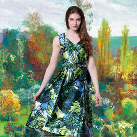 【伯妮斯茵】161S196--绿色连衣裙--长着向日葵的蔬菜园--《生命之美-梵高的花园》