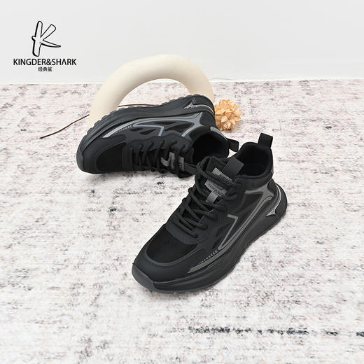 经典鲨2024年冬季新款男士平底系带高帮跑步休闲鞋KW222-D55211 商品图3