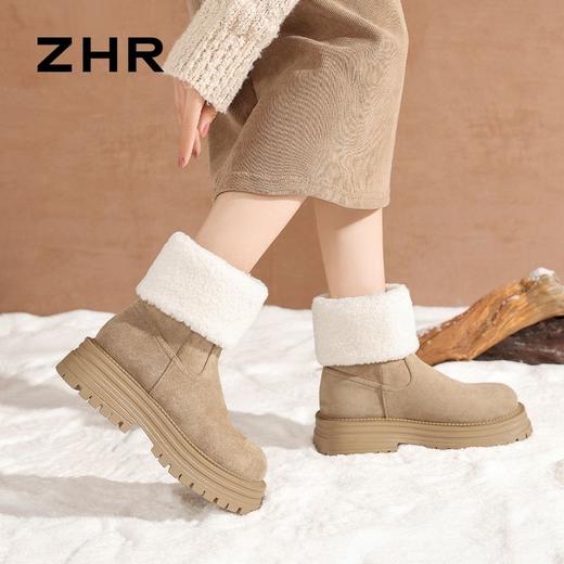 ZHR则则长筒加绒雪地靴保暖两穿棉鞋女2024冬季新款时尚防滑靴子 商品图9