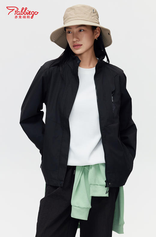 赤兔嗨购冲锋衣男女款可拆卸新款黑色外套防风防水户外进藏登山服 商品图5