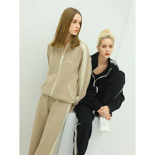 COCOBELLA简约运动风休闲裤女撞色条纹宽松直筒裤PA99 商品图2