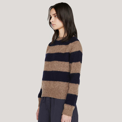 YMC JETS STRIPE CREW KNIT 英国羊羔毛女装圆领条纹毛衣 商品图1