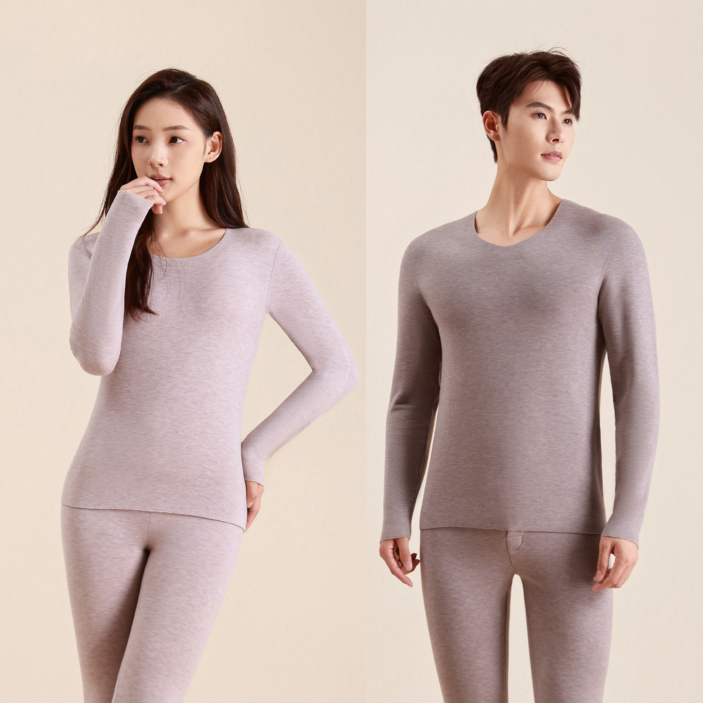 连绵·320g羊绒桑蚕丝保暖内衣套装