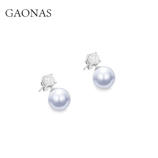 GAONAS 925银仿珍珠耳饰 蓝雪明珠 优雅美12mm灰色珠耳环 11105EX 商品图1