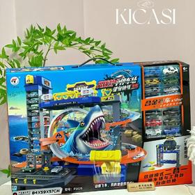 广威启迪男孩梦中停车场鲨鱼轨道飞车双拼二合一切换儿童玩具礼物