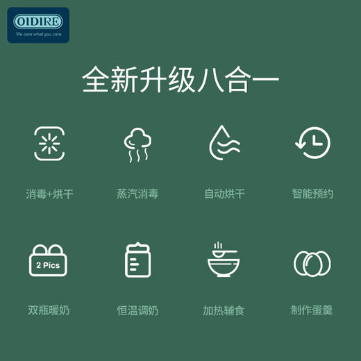 杞冠臻选 | 奥帝尔 Oidire  智能消毒烘干器ODI-XDQ11 尺寸245*202*360mm  内含机体+消毒烘干架+上盖+说明书 商品图2