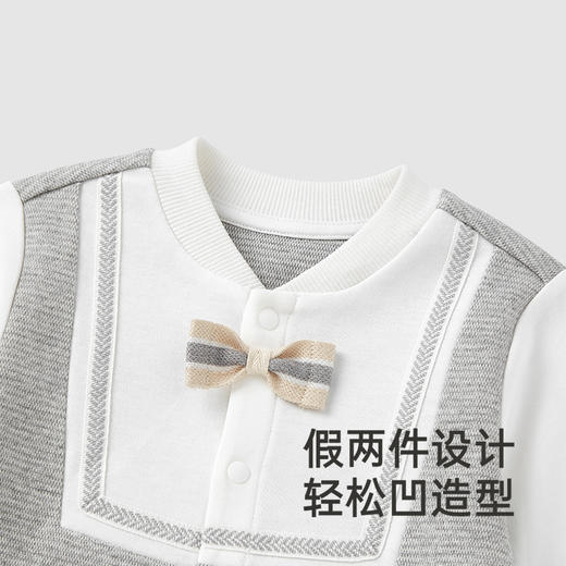 【商场同款】英氏婴儿衣服春夏长袖男宝连体衣2025新款假两件爬服 商品图2