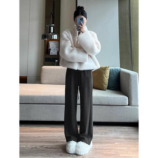 【松弛感】羊绒蚕丝阔腿裤 高腰显瘦 松紧腰休闲直筒裤 商品图9