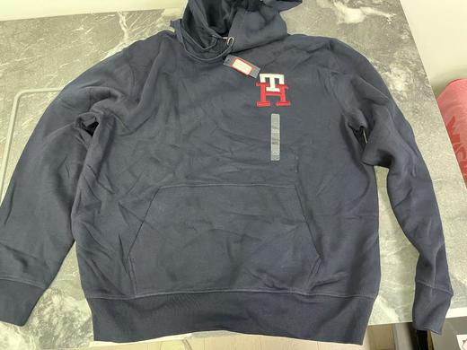 瑕疵Tommy Hilfiger/汤米 男士内加绒保暖刺绣标袋鼠兜抽绳连帽卫衣 商品图0