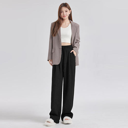 【松弛感】羊绒蚕丝阔腿裤 高腰显瘦 松紧腰休闲直筒裤 商品图3