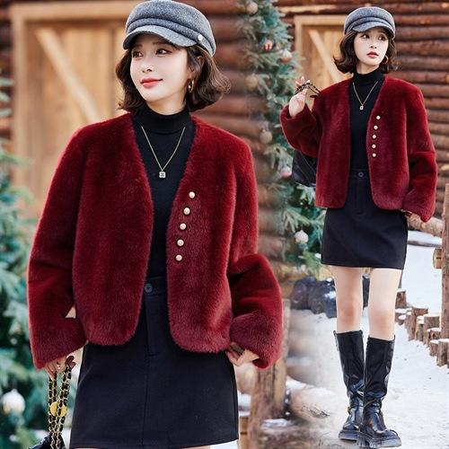 小个子仿水貂毛绒皮毛一体，时尚短款外套YM9913A 商品图1