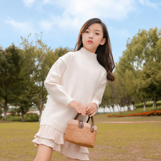 【宽松的版型，包容性敲大】百搭女童毛衣裙 秋装新款中大童中长款裙子 儿童打底毛衣针织连衣裙-QQ 商品图5