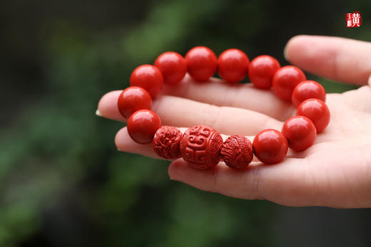 朱砂【双龙戏珠】手串  珠径：14mm 商品图3