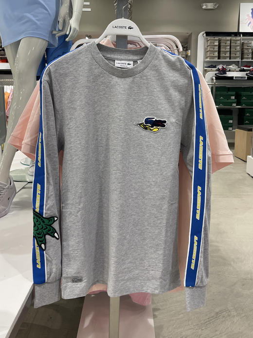 Lacoste/法国鳄鱼 男士春秋圆领串标撞色宽松纯棉长袖T恤 TH1468 商品图1