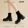 ZHR则则金属装饰粗跟弹力靴女2024新款时髦加绒粗跟短靴显高显瘦 商品缩略图4