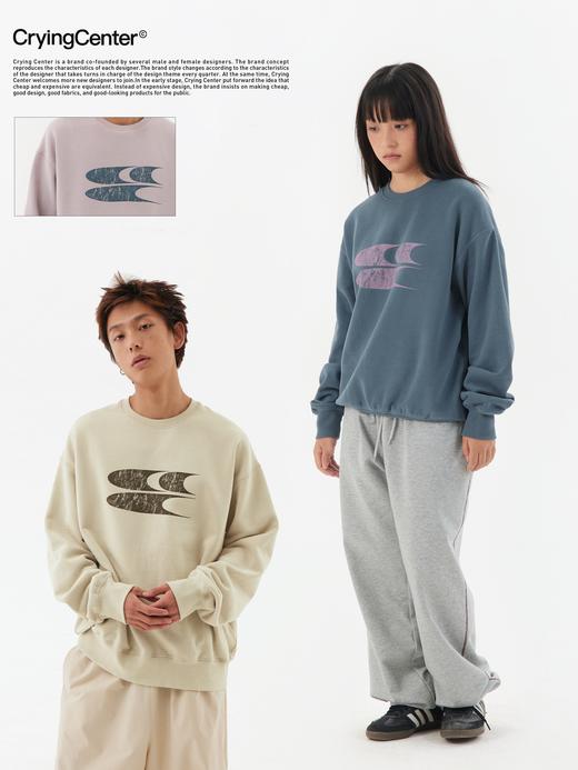 CryingCenter 6色花纱圆领套头裂纹印花加绒卫衣 商品图6