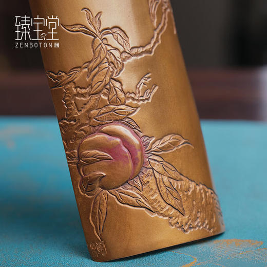 【样品特惠4折，仅1件，无货退款】臻宝堂铜茶荷纯手工浮雕赏茶醒茶器中式功夫茶具六君子单茶则茶道配件 福寿茶则 商品图2