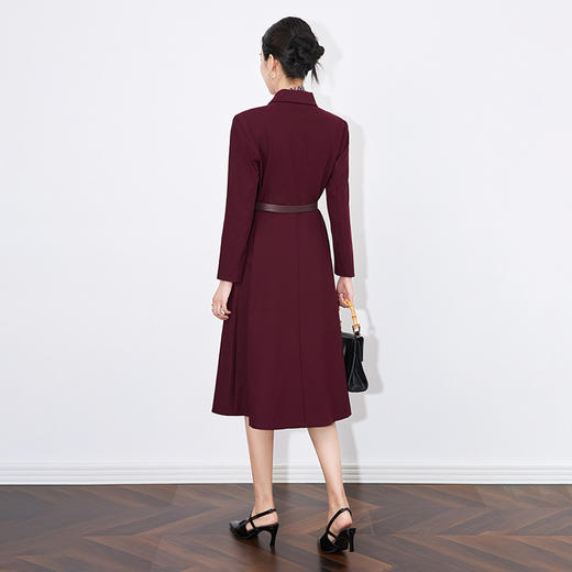 安哥拉红法式高级感，收腰通勤羊毛西装领长裙WLZD2431804 商品图1