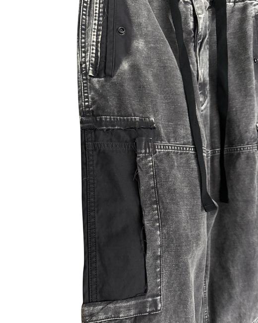 中性款做旧刀割口袋阔腿裤019 商品图2