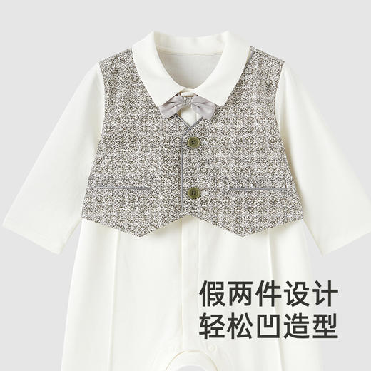 【高定系列】英氏婴儿连体衣春夏长袖桑蚕丝礼服连体衣男宝宝衣服 商品图3